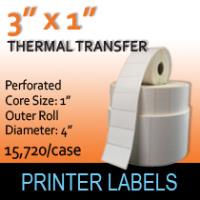 Thermal Transfer Labels 3" x 1" Perf